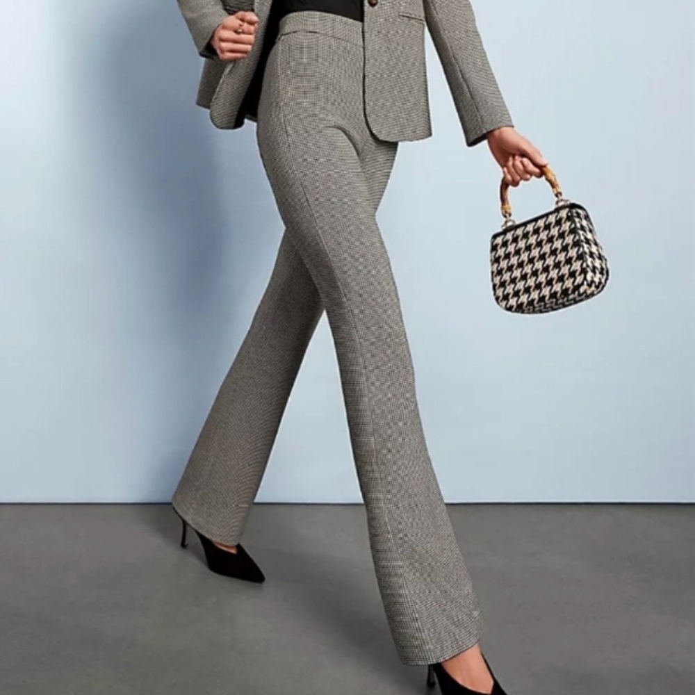 Ann Taylor High Waist Side Zip Trouser Pant Houndstooth Size 0 Nwot